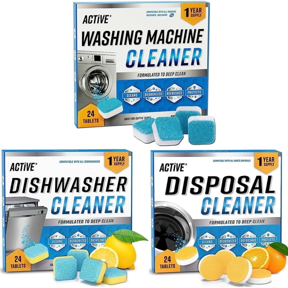 Active Washing Machine Dishwasher and Disposal Cleaning Tablets, 72 Ct, 12 Mo Supply