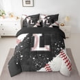 thumbnail image 2 of jejeloiu Baseball Game 7 Pieces Bedding Comforter Set,Ball Sport Lover Full Bedding Set,First Letter L Fitted Sheet Flat Sheet For Girls,Super Cozy Room Decor Reversible, 2 of 8