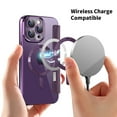 thumbnail image 5 of Cutyskin for iPhone 13 Pro Flip Wallet Case, Built-in Camera Lens Protector [Compatible with MagSafe] Plating Transparent Business PU Leather RFID Blocking Credit Card Slots Phone Case,Purple, 5 of 7