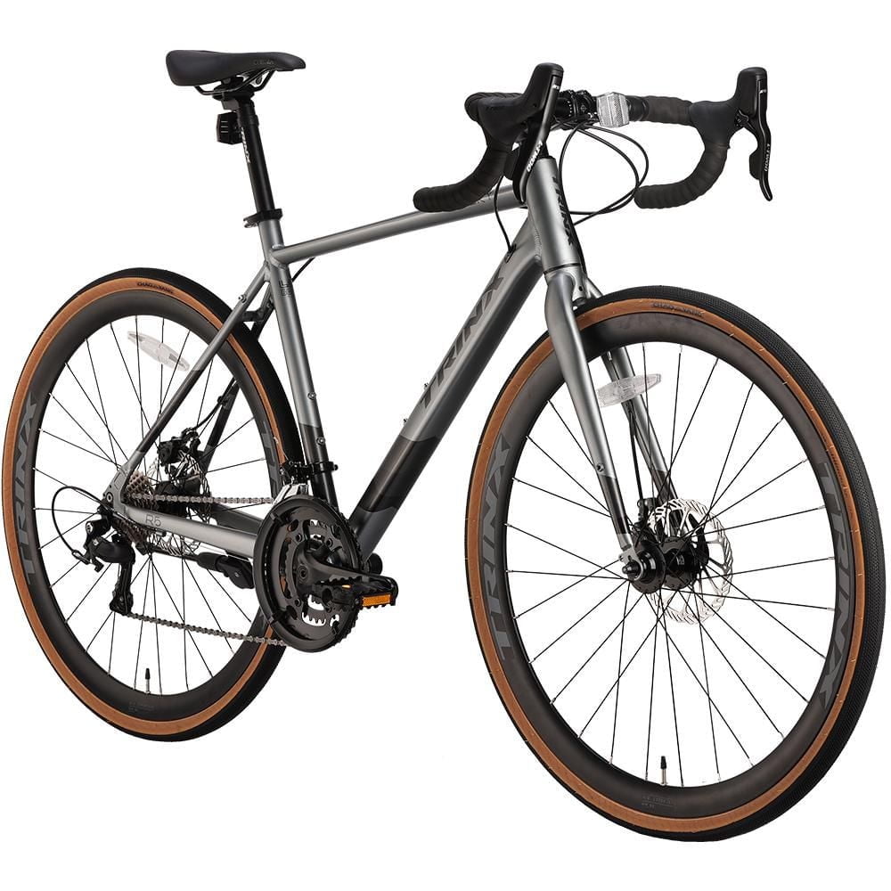 TRINX SKY 700C Road Bike for Men and Women, 18 Speed Hybrid Bike for Adults - Grey, 700C/Adult
