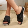 thumbnail image 4 of CYMMPU Women's Mesh Knit Open Toe Slide Sandals, Slip On Breathable Wedge Platform Slippers, Summer Daily Walking Shoes Black 40, 4 of 9