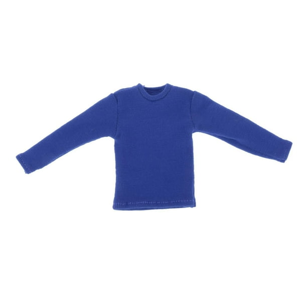 Camiseta de manga larga en miniatura a escala 1/12, ropa para muñeca, traje informal hecho a mano, disfraz para figuras de 6 pulgadas, ropa para el Azul Hugo traje de muñeca masculina