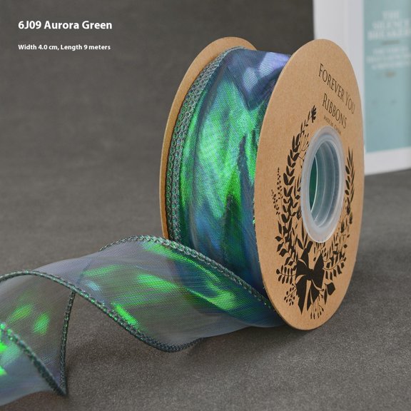 4cm Wide Colorful Green silk ribbon for Crafts Floral Bouquets, Wedding Car, Party Decorations ,Valentine's Day, Gift Wrapping Bow ,Making Tree Wreaths Decoration,Gift Wrap Ribbons