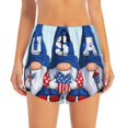 thumbnail image 2 of Fuzoiu Cute Gnomes in USA Print Women's Athletic Shorts, Double-Layer Running Shorts with Pocket,Women's Workout Shorts for Yoga, Gym, and Workouts-Large, 2 of 7