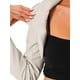 thumbnail image 5 of Chaqueta recortada de manga larga con cremallera y cuello de pie de cuero sintético para mujer INSPIRE CHIC XL Beige, 5 of 6