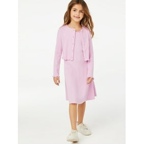 Free Assembly Girls Fit Dress & Cardigan, 2-Piece Outfit Set, Sizes 4-18