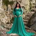 thumbnail image 2 of Ketyyh-chn99 Maternity Dress 2024 Summer Womens Maternity Off Shoulders Long Sleeve Photography Pregnants Solid Princess Dress Green,L, 2 of 5