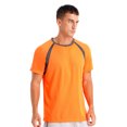 thumbnail image 2 of iEFiEL Mens Rash Guard Shirt UPF 50+ UV Sun Protection Short Sleeve Swim Shirts Quick-Dry Athletic Top Orange L, 2 of 7