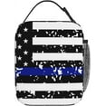 thumbnail image 3 of American Thin Blue Line Flag Police Pattern Black Lunch Box Reusable Insulated Bag Containers, 3 of 6