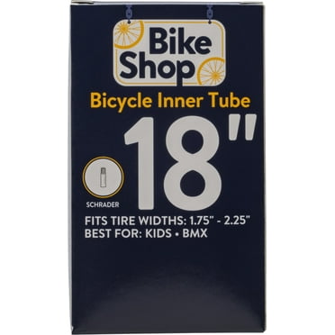 Bike Shop 18" Bicycle Inner Tube, Tire Widths 1.75-2.25" with Schrader Valve, Black