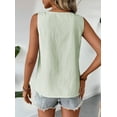 thumbnail image 6 of Women'S Button Asymmetrical V Neck Striped Print Blouses Casual Sleeveless Tank Top Summer Shirt Tops Light Green L, 6 of 9