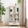 thumbnail image 4 of Vintage Lighted Curio Storage Cabinet with 1 Drawer, Mirrored Back & Tempered Glass Doors, 3 Tier Storage Display Cabinet Adjustable Shelves Home Office Showcase,White, 4 of 9