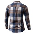 thumbnail image 4 of LNWUY Men's Plaid Shirts Simple Long Sleeve Peplum Buttoned Casual Double Pocket Tops Long Sleeve Lapel Shirt Tops Blue XL, 4 of 5