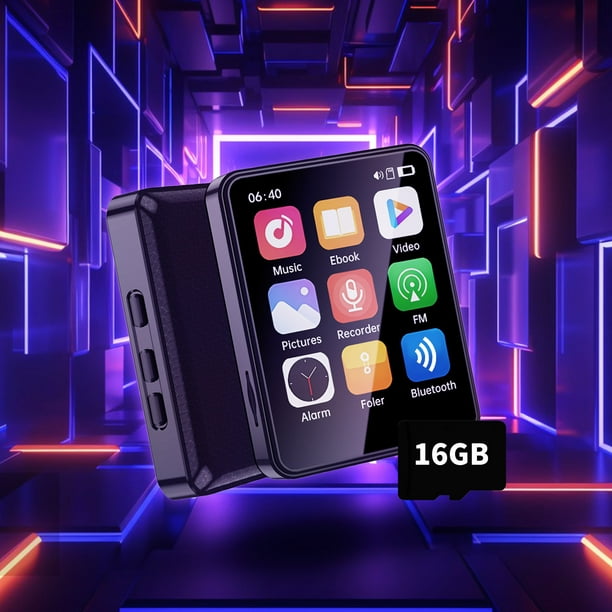 Reproductor MP4 con Bluetooth, lector de novelas con altavoces y escucha al aire libre, portátil para estudiantes, escucha de audio de mano, estéreo portátil con pantalla táctil