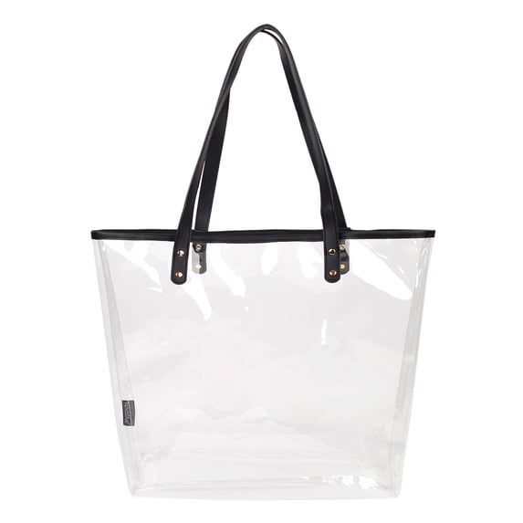 Premium Large Transparent TPU Tote w/ Vegan Leather Strap Shoulder Bag Handbag