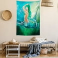 thumbnail image 2 of Underwater Tapestry, Mermaid in Ocean on Waves Tail Sea Creatures Dramatic Sky Dark Clouds Print, Wall Hanging for Bedroom Living Room Dorm Decor, 60W X 80L Inches, Blue Green, by Ambesonne, 2 of 5