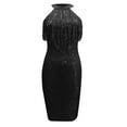thumbnail image 5 of Bigersell Tank Dress Fashion Womens Solid Cold Shoulder Sleeveless V-Neck Regular Dress Women's Plus Ball Gown Dress Style 26490, Female High Low Dresses Black S, 5 of 9