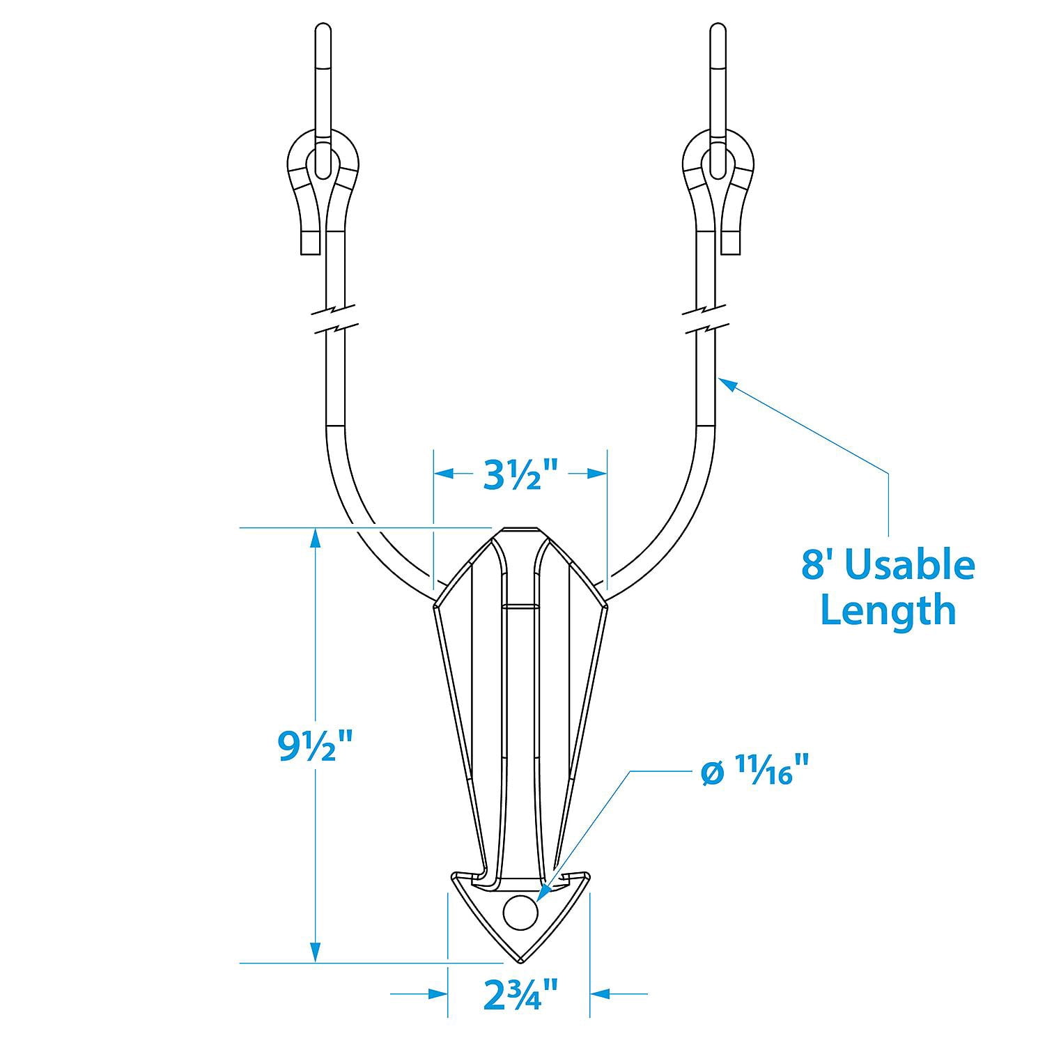 Seachoice Tow Harness, Improves Towing and Boat Control, 1,000-Lb. Tow Capacity, 8 Ft. Long, 3/8 In. Diameter