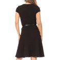 thumbnail image 3 of Women's Casual Solid Flared A Line Swing Dresses Short Sleeve with Satin Belt Trim, 3 of 6