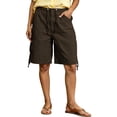 thumbnail image 2 of Breezora Women’s Baggy Cargo Denim Shorts – Wide Leg Knee Length Shorts with Pockets & Drawstring Waist, 2 of 6