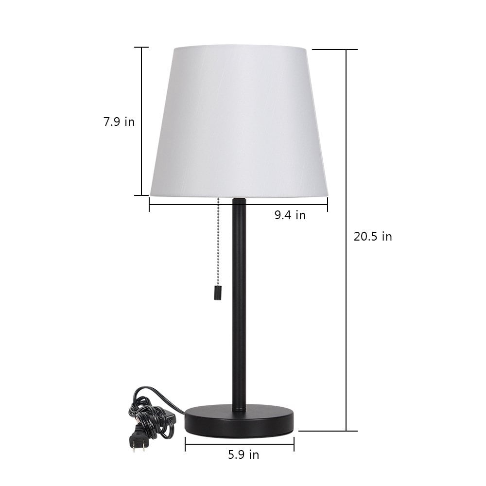 Haitral Modern Black Bedside Desk Metal Lamps Set of 2
