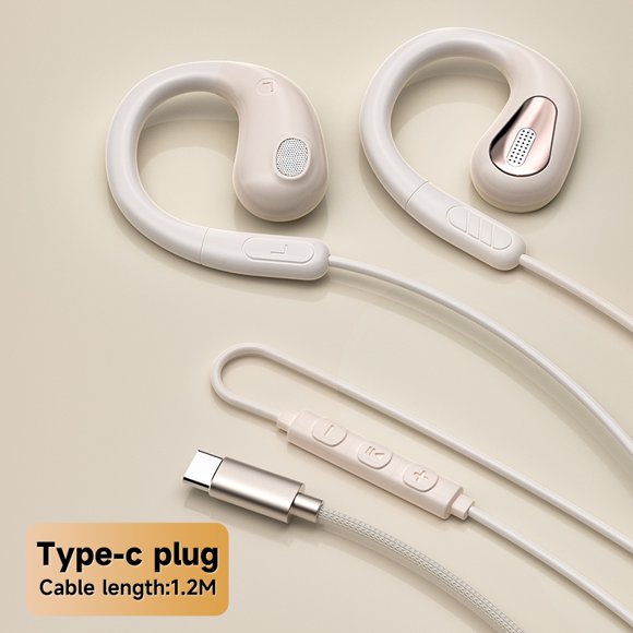 Typpkmm Wired Air Conduction Headphones with Type-C Open Ear Gaming Karaoke 3.5mm