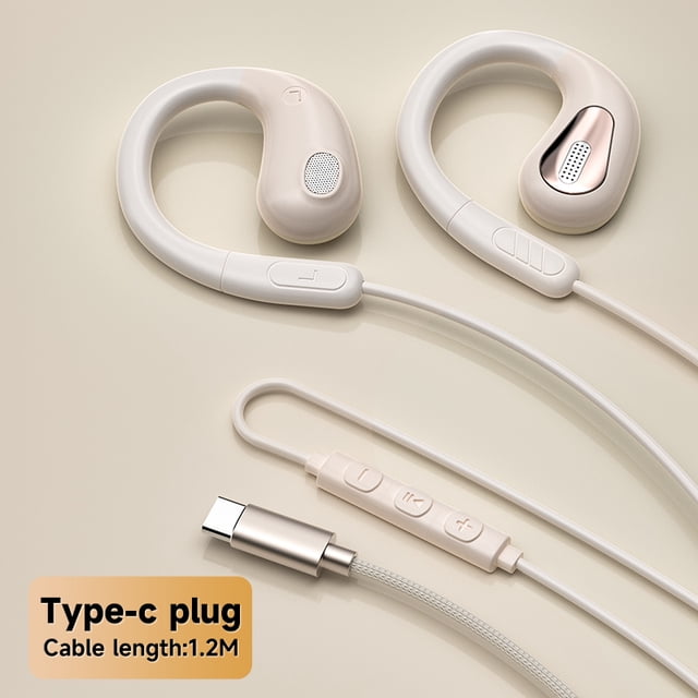 Typpkmm Wired Air Conduction Headphones with Type-C Open Ear Gaming Karaoke 3.5mm