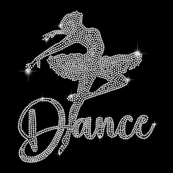 Dance Iron on Rhinestones Transfer Dancing Girl Heat Transfer Stickers Iron on Decals Bling Rhinestone Patches for T-Shirt Hoodie Clothing Pillow DIY Art Craft 21x29.7cm White