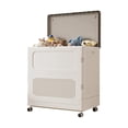 thumbnail image 1 of Contenedores de almacenamiento grandes de plástico con tapa plegables y resistentes cajas organizadoras cestas con ruedas, 1 of 8