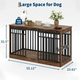 thumbnail image 2 of 55 Inch Large Pet Cage Furniture, Heavy-Duty Metal & Wood Indoor Dog Cage with Sliding Door & Food Bowl, Wooden Side Table Top, Suitable for Medium to Large Dogs TV Stand, Vintage Brown, 2 of 8