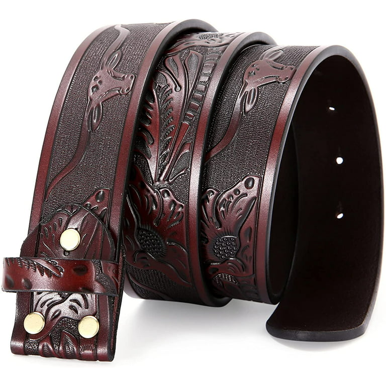 RAW HYD Western Leather Belt for Men (32) at  Men's Clothing