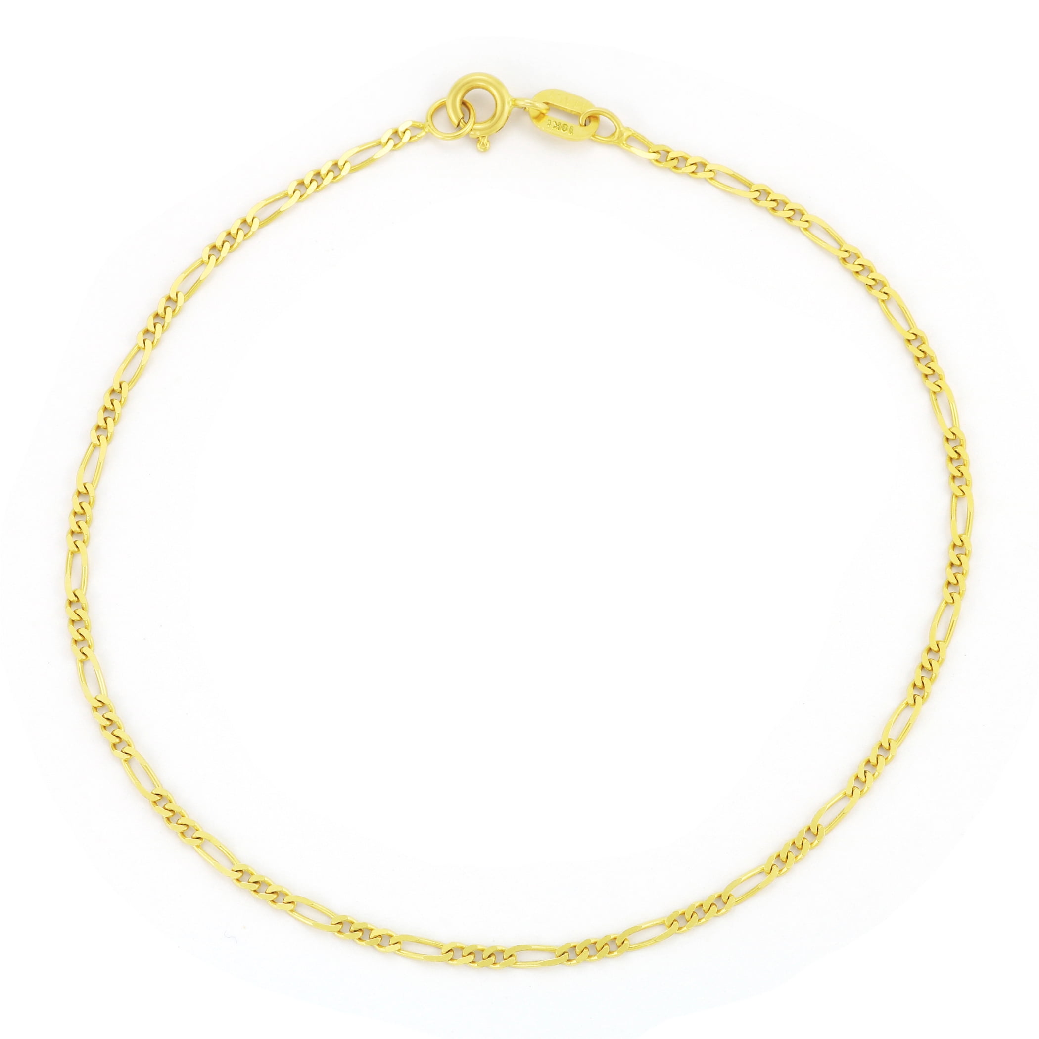 Microfiber Jewelry Polishing Cloth 4mm-9.3mm 14k Yellow Gold Plated Concave Figaro Link Bracelet