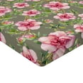 thumbnail image 4 of Ambesonne Romantic Floral Fitted Sheet, Asian Springtime, Twin Size, Pale Pink Fern Green, 4 of 5