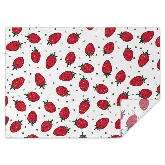 Strawberry Plants Fruit Dot White Pattern Rectangle Tablecloth 60"x84",Waterproof Polyester Rectangle Table Cloth, Wipeable Spillproof Polyester Tablecloth for Dining, Camping, Indoor and Outdoor