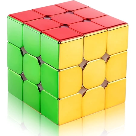 D-FantiX Magnetic Mirror Reflective Speed Cube 3x3x3, Cyclone Boys Original Stickerless Magic Cube, 3D Brain Teaser Cube, Personalized Shiny Cube Puzzles Gift for Kids Adults (56mm)