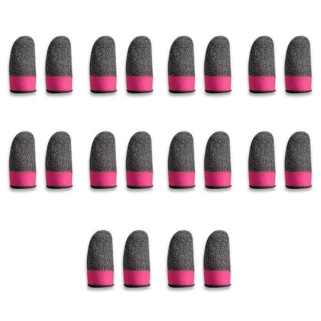 Juego móvil Mangas para los dedos Transpirable A prueba de sudor Elástico Cubiertas para juegos 24Pin Knitting Portable Gamer Guantes Negro Rosa 10 pares AweSitey EL015119-04