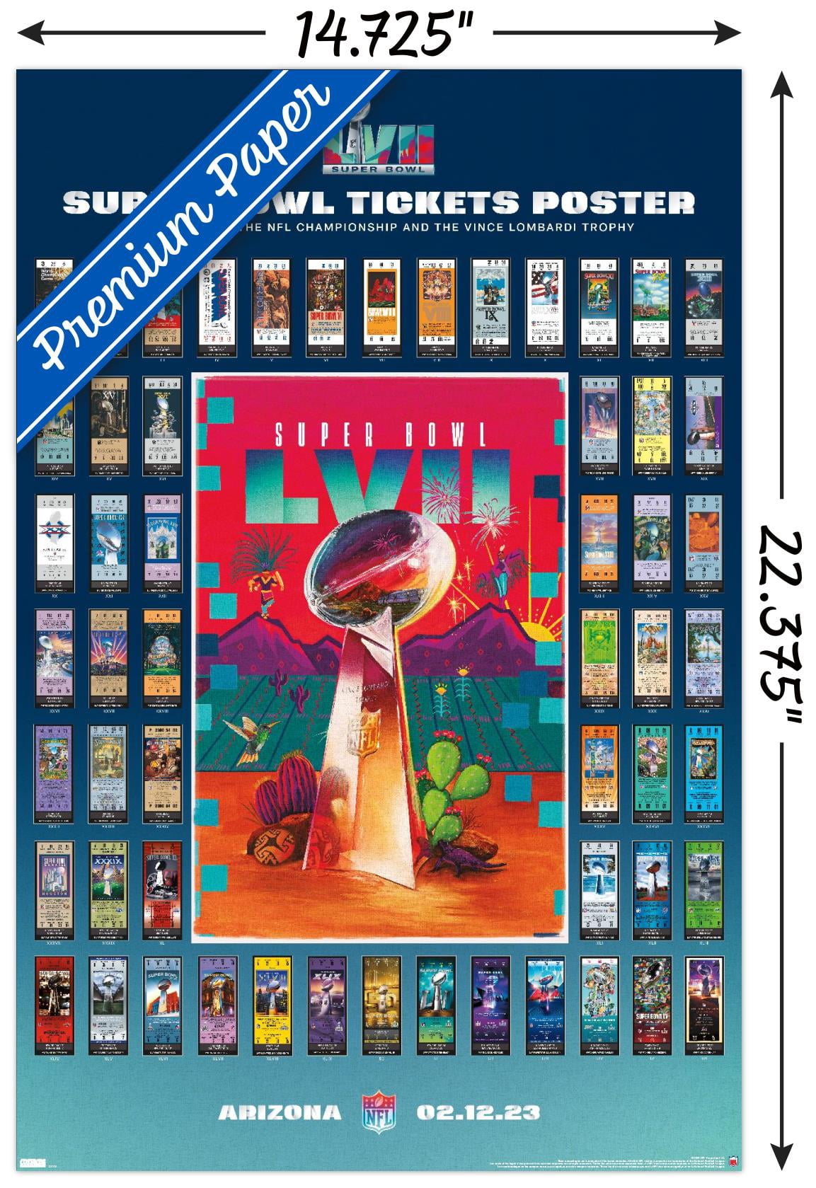 NFL League - Super Bowl LVII Ticket Collage Wall Poster, 14.725" x 22.375"