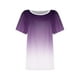 thumbnail image 3 of Blusas para las Mujeres Casual, Rayas Impresas Patchwork Manga Corta Cuello Redondo Top Hecho de 95% Poliéster 5% Spandex para el Verano, Tops Cortos para las Mujeres, 3 of 5