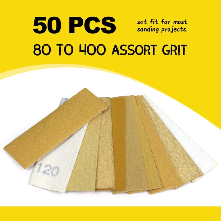 POLIWELL Micro Sander Tool – Detail Finger Sander With 80-Piece Wet/Dry Sandpaper (80-600 Grit) For Crafts, Wood, Metal & Tight Spaces