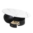 thumbnail image 6 of GZXS 2 Piece Nesting Table Set, Oval Coffee Table with Storage Drawer, Small Round Side Table, White Faux Marble Top with Black Metal Frame, for Living Room & Home Decor, 6 of 8