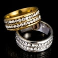 thumbnail image 5 of Lifetechs Ring Wide-width Fadeless Titanium Steel Double Rows Rhinestone Unisex Jewelry, 5 of 8
