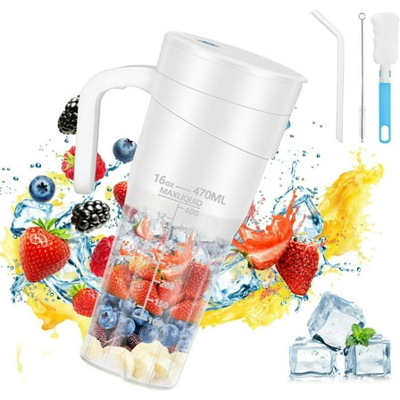 Compact & Portable Blender Juicer Wireless Charging 16 oz Capacity Perfect for Smoothies, Baby Food, and Outdoor Use