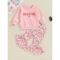 thumbnail image 2 of Suealasg Toddler Baby Girls Valentine’s Day Tracksuit Outfits 6M 1T 2T 3T 4T Kids Girls Long Sleeve Letter Print Sweatshirt Heart Print Pants Sets2 Piece Casual Spring Clothing for Child Girls, 2 of 9