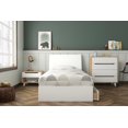 thumbnail image 1 of Nexera 4-Piece Bedroom Set With Bed Frame, Headboard, Nightstand & Dresser In Twin|White & Natural Maple, 1 of 8