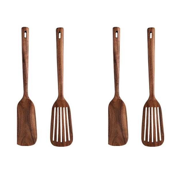 Utensilios de cocina de madera, 4 cucharas y espátulas de madera para cocinar, elegantes, utensilios de cocina para uso doméstico y cocina