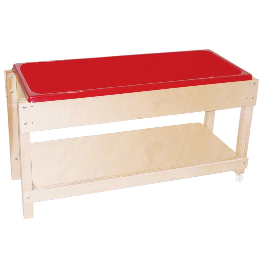 Wood Designs Sand and Water Sensory Play Table, Drainable Plastic Tub with Lid, Sturdy Birch Plywood Built for Kids, Daycare, Classroom 46" W x 17" D