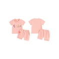 thumbnail image 3 of Aojekbee Baby Girl 2Pcs Summer Outfits Short Sleeve Letter Embroidery Tops + Elastic Waist Shorts Set Infant Clothes, 3 of 10