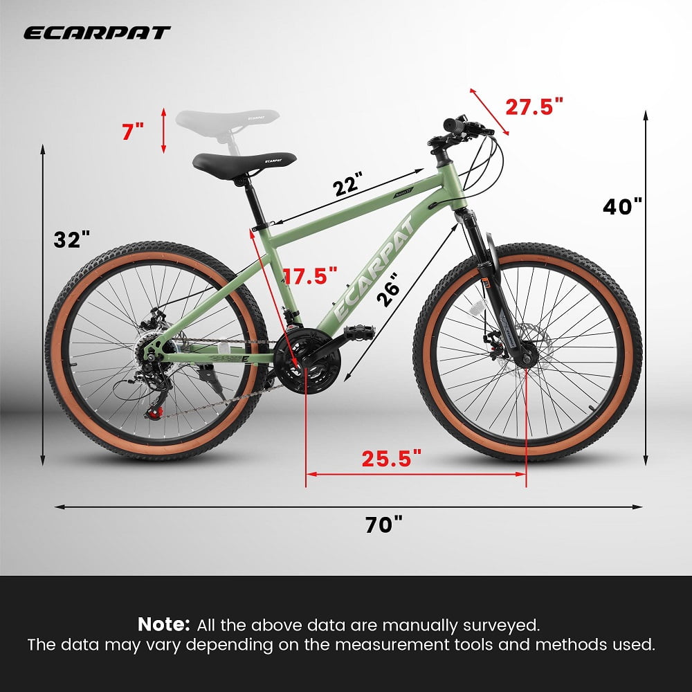YDSM  27.5 Inch Mountain Bike , High Carbon Steel Frame, Disc Brakes, Durable Design, Brown Edge Tires, Ideal Green