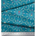 thumbnail image 2 of Soimoi Blue Rayon Crepe Fabric Footwear & Cloth Fashion Decor Fabric Printed Yard 46 Inch Wide, 2 of 3