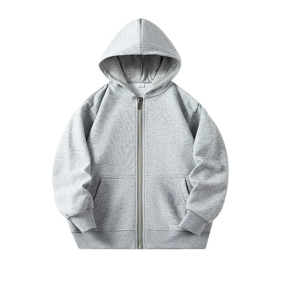 Sopiago Boys Girls Zip Up Hoodies Long Sleeve Casual Toddler Zip Up Jacket with Pocket Loose Cute Tops (Grey,8-9 Years)